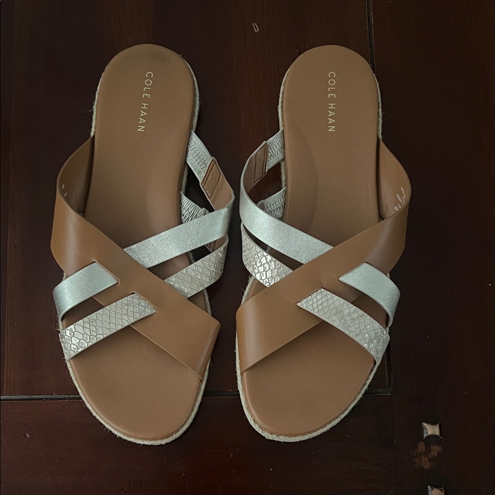 Cole Haan Women's Brown and Cream Sandals